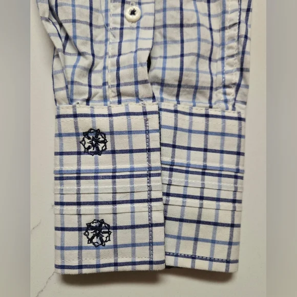 English Laundry Christopher Wicks Embroidered Button Shirt Men Size M Flip Cuff